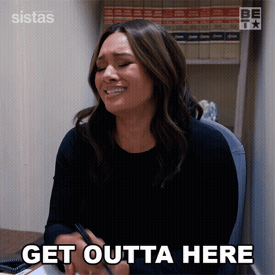Woman At Desk Saying Get Outta Here GIF