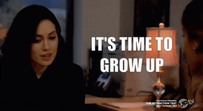 Woman At Desk Saying It's Time To Grow Up GIF