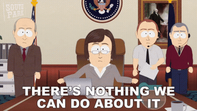 Woman At Desk Saying There's Nothing We Can Do About It GIF