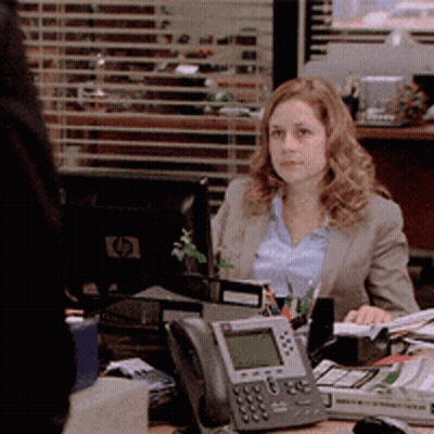 Woman At Desk With HP Monitor GIF