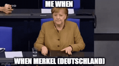 Woman At Desk With Laptop Saying Me When Merkel Deutschland GIF