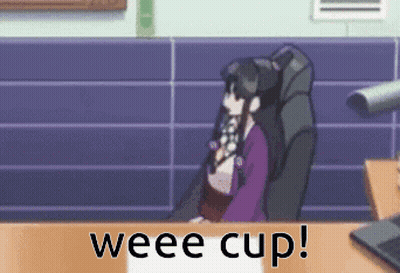 Woman At Desk With Weee Cup GIF