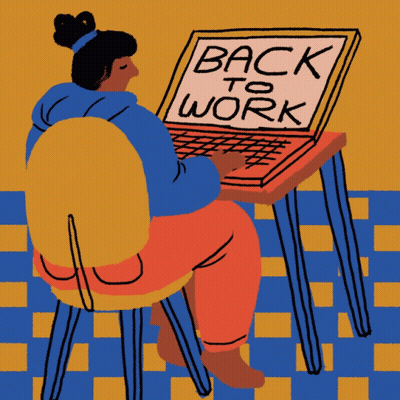 Woman At Laptop Saying Back To Work On It GIF