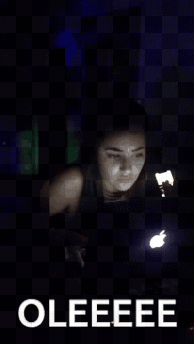 Woman At Laptop With Oleeee GIF