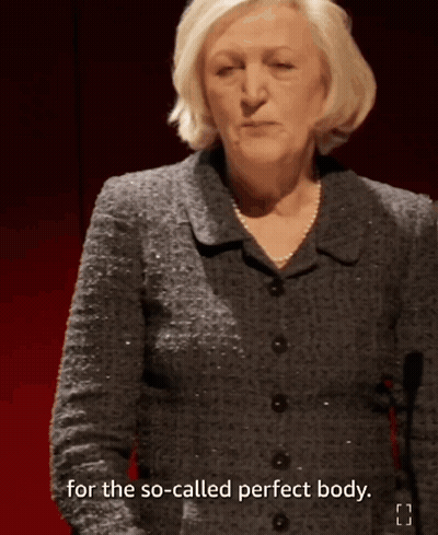 Woman At Microphone For The So-Called Perfect Body GIF
