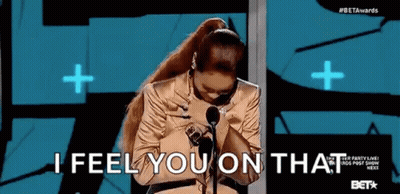 Woman At Microphone Hands On Knees Saying I Feel You On That GIF