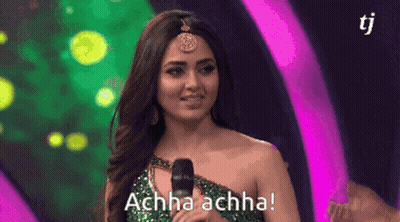 Woman At Microphone Saying Achha Achha GIF