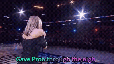 Woman At Microphone Saying Gave Proo Through The Night GIF