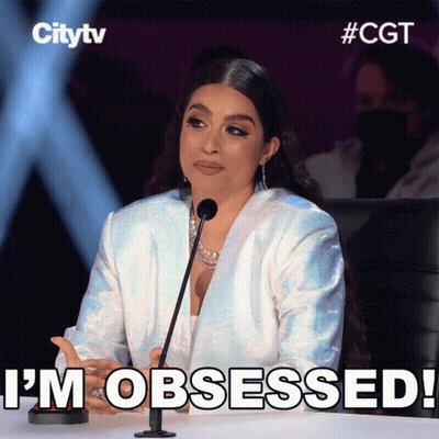 Woman At Microphone Saying I'm Obsessed GIF
