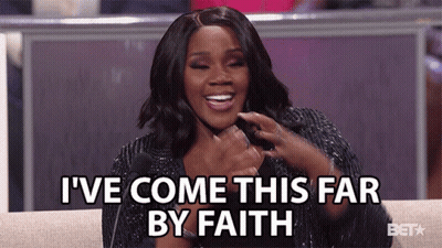 Woman At Microphone Saying I've Come This Far By Faith GIF