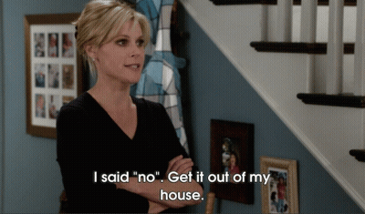 Woman At Staircase Says I Said No Get It Out Of My House GIF