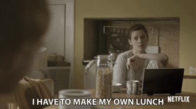 Woman At Table With Laptop Saying I Have To Make My Own Lunch Netflix GIF