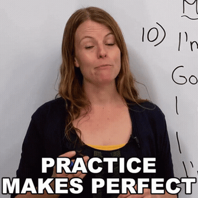 Woman At White Board Practice Makes Perfect GIF