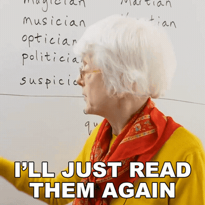 Woman At Whiteboard Says I'll Just Read Them Again GIF