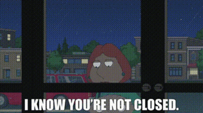Woman At Window: I Know You're Not Closed GIF