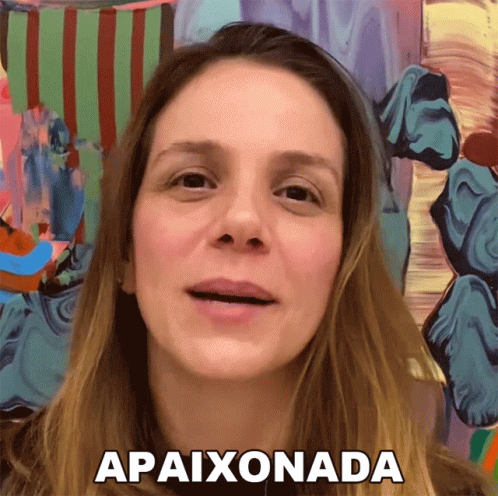 Woman Before Colorful Painting Says Apaixonada GIF