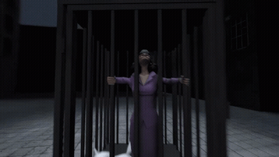 Woman Behind Bars Saying Nooo GIF
