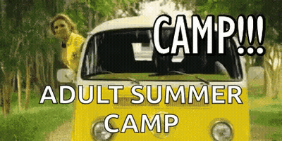 Woman Beside Yellow Van Adult Summer Camp GIF