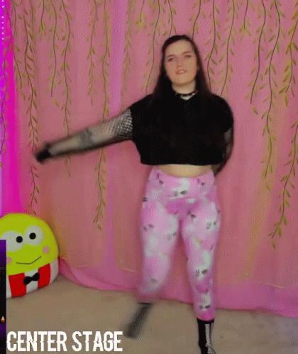 Woman Black Crop Top Pink Pants Dancing Center Stage GIF
