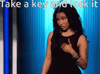 Woman Black Dress Microphone Take A Key And Lock It GIF