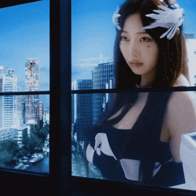 Woman Black Top Letter A Looking Out Window GIF