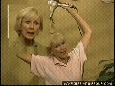 Woman Blow Drying Hair In Mirror Make GIFs At Gifsoup.com GIF