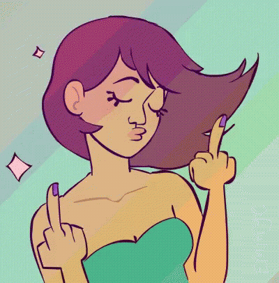 Woman Blowing Kiss And Giving Middle Finger GIF