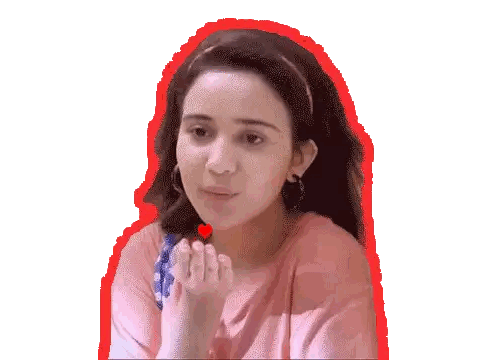 Woman Blowing Kiss With Red Heart Sticker