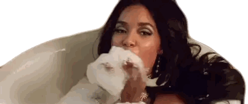Woman Blowing Soap Bubbles In Bathtub Sticker