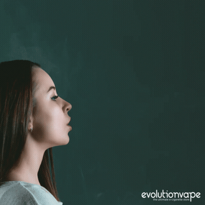 Woman Blowing Thought Bubble With Evolutionvape GIF