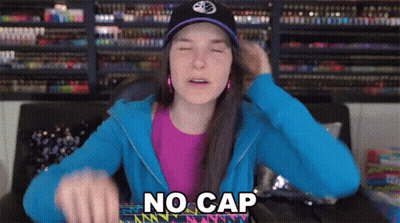 Woman Blue Jacket Black Hat Says No Cap GIF