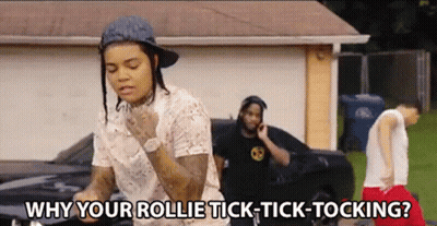 Woman By Car Asks Why Your Rollie Tick-Tick-Tocking GIF