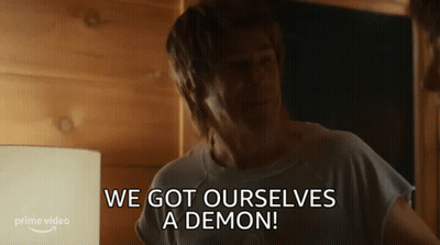 Woman by Lamp Saying We Got Ourselves a Demon