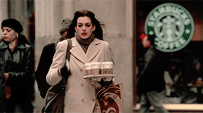 Woman Carrying Coffee Tray GIF