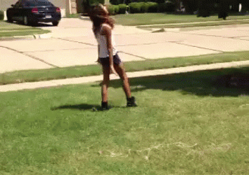 Woman Cartwheel Gymnastic Move GIF
