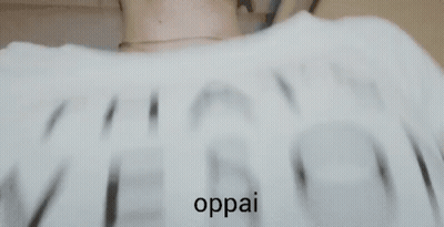 Woman Chest With Oppai Written On It GIF