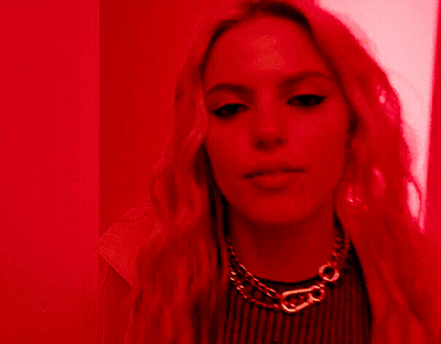 Woman Close Up Red Background GIF