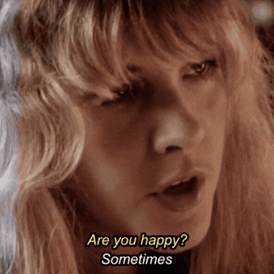 Woman Close Up Saying Are You Happy Sometimes GIF
