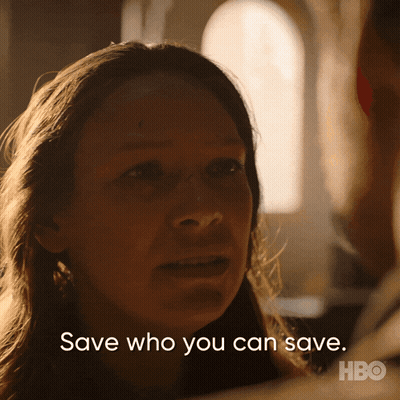 Woman Close-Up Saying Save Who You Can Save GIF