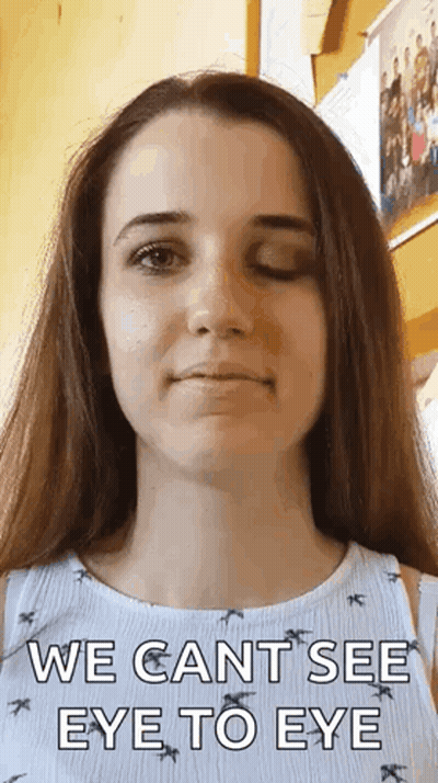 Woman Close Up Saying We Cant See Eye To Eye GIF