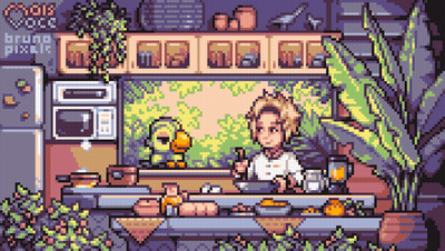 Woman Cooking Pixel Art GIF
