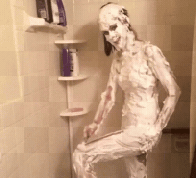Woman Covered In Shaving Cream GIF