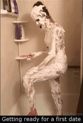 Woman Covered In Soap Getting Ready For A First Date GIF