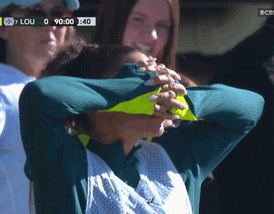 Woman Covering Eyes Watching Tennis Match Lou And CBS GIF