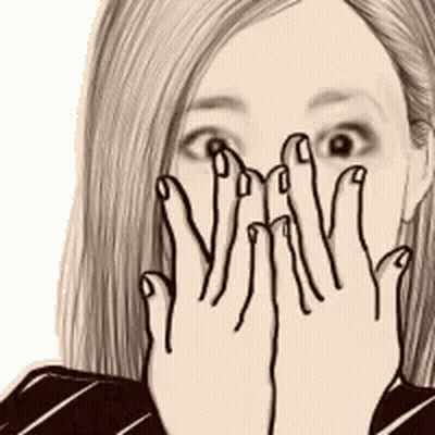 Woman Covering Face In Black And White Drawing GIF