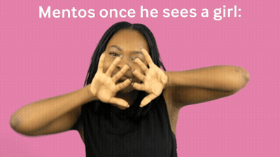 Woman Covering Face Mentos Once He Sees A Girl GIF