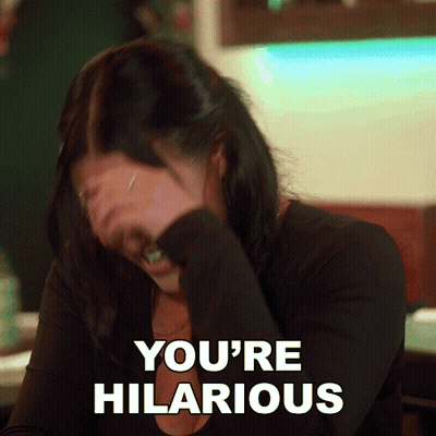 Woman Covering Face Saying You're Hilarious GIF