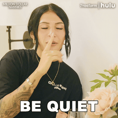 Woman Covering Mouth Saying Be Quiet GIF
