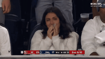 Woman Covering Mouth Watching CBS NFL Football GIF