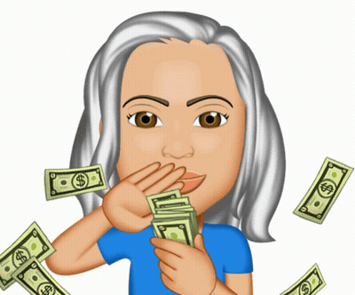 Woman Covering Mouth With Dollar Bills GIF